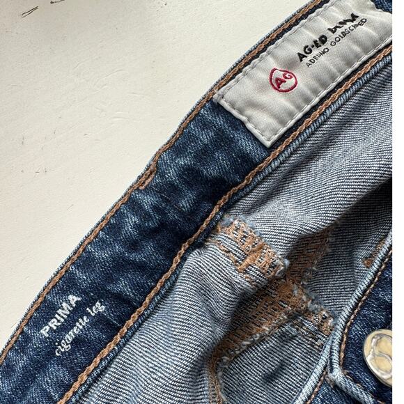 AG Medium Dark Wash Prima Cigarette Leg Whiskered Jeans 30R - Picture 7 of 13